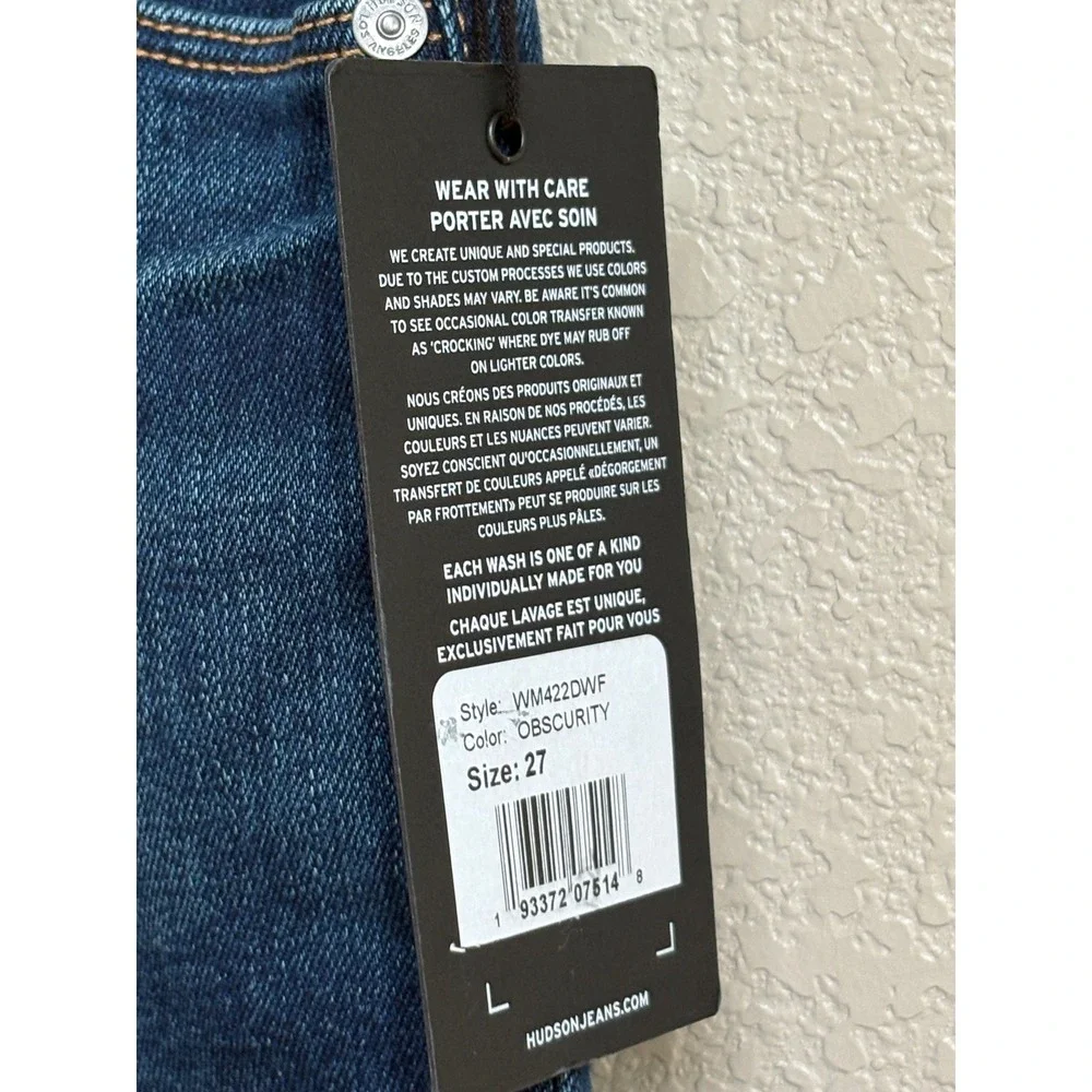 NWT Hudson Collin Midrise Skinny Jeans Obscurity Blue Denim Size 27 WM422DWF
